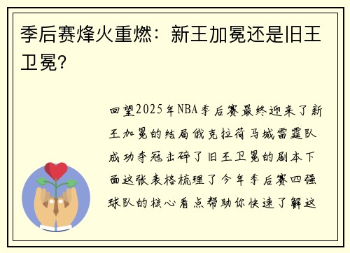 季后赛烽火重燃：新王加冕还是旧王卫冕？